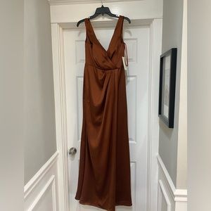 Revelry Satin dress in Rust
